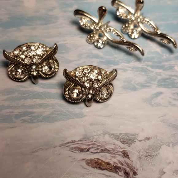 Two-pack pairs  Earrings Owl/Cross - Picture 6 of 6